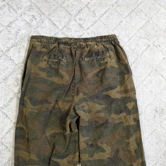 Blank NYC Joggers Women's Small Green Camo Print At Attention Linen Blend Taper - Picture 9 of 9